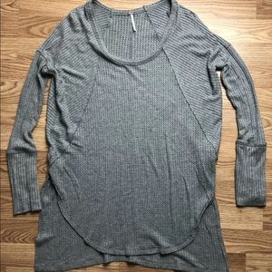 Free People Thermal Waffle Knit Gray long sleeve